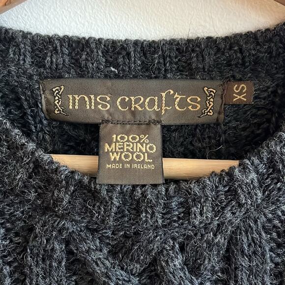 Inis Crafts Cable Knit Fisherman Ireland Irish Crew Cozy Chunky Tunic Sweater XS - Picture 6 of 11